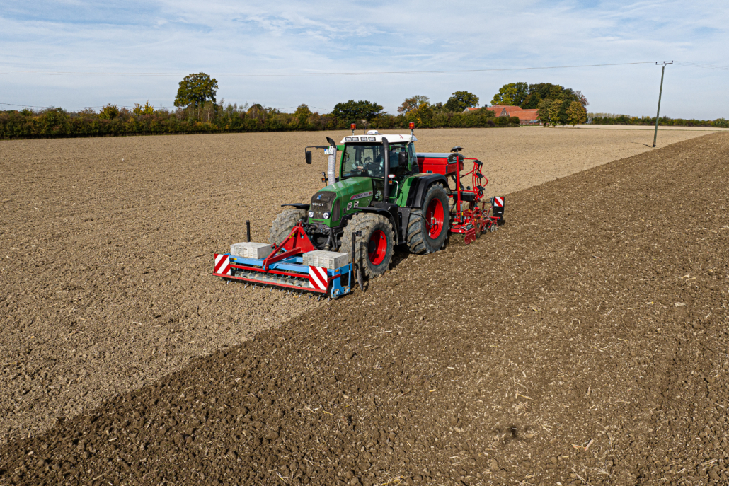 tractor planting in field